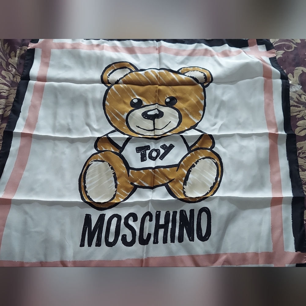 Moschino Brown and White Stuffed Teddy Bear